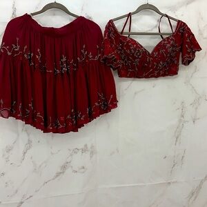 Rachel Allan 2 pc Burgundy Cocktail prom pageant formal attire women size 6